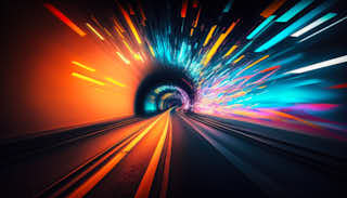 Speed of light in orange and blue, colorful background, Generative AI